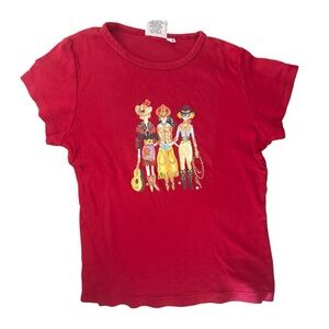 JACK FLASH Cowgirl Red Kids Graphic T-Shirt GUC